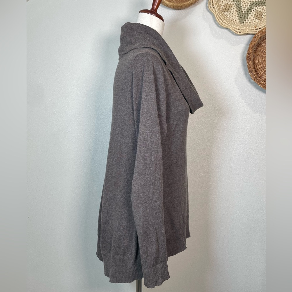 Athleta Women Pullover Cowl Neck Sweater Top Size Large Cotton Wool Blend Brown - Picture 4 of 13